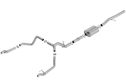 BORLA 140775 Cat-Back Perf. Exhaust Sys. for '19-'23 Chevrolet Silverado 1500 V8 & GMC Sierra 1500 V8 T-304 Stainlesss Steel ATAK Sound Dual Split Rear Exit Single Outlet on Each Side Reuse O.E. Tips