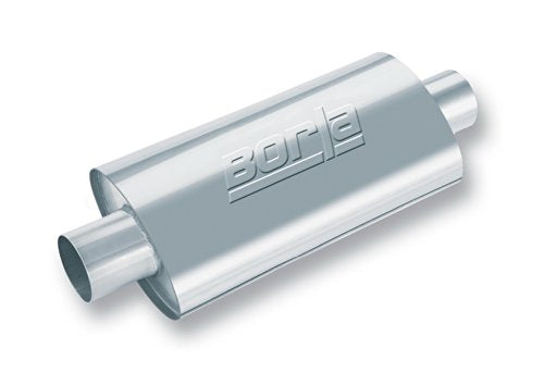 BORLA 40947 XR-1 Sportsman XR-1 Sportsman Racing Muffler - 4" Center Inlet/ 4" Center Outlet 4.25" x 7.88" Oval x 12" Long Body 17" Overall Length. Universal Part. Reversible Design.