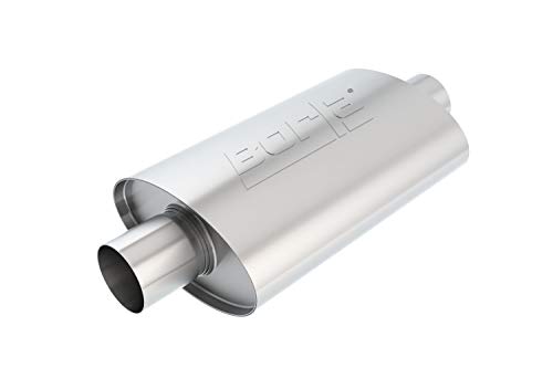 BORLA 40941 XR-1 Sportsman XR-1 Sportsman Racing Muffler - 2.5" Center Inlet/ 2.5" Center Outlet 4.25" x 7.88" Oval x 12" Long Body 17" Overall Length. Universal Part. Reversible Design.