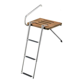 compare product Whitecap 68902 Teak Swim Platform W/ 3 Step Ladder (W/Outboard Motors)