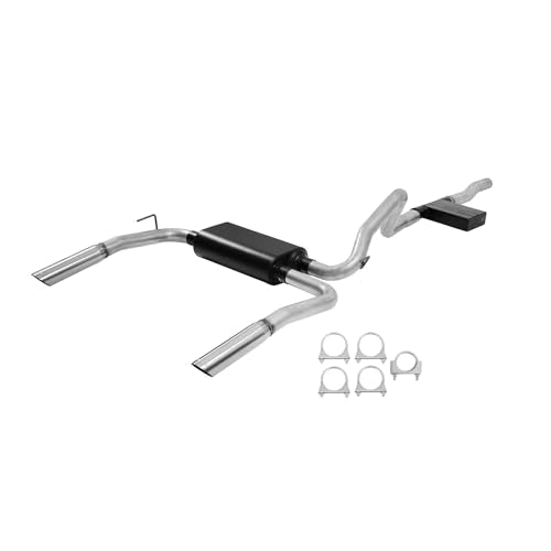 Flowmaster 17358 American Thunder Cat-Back Exhaust Kit 2.5 Inch Aluminized Steel Dual Tailpipes 3 Inch Polished 304 Stainless Tips Compatible with 1998-2002 Chevy Camaro Pontiac Firebird 3.8L V6