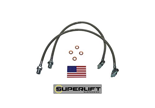 RealTruck SUPERLIFT SUSPENSION Brake Hose Kit for Suburban/Blazer/GM Pickup | Front Bullet Proof Pair of Brake Hoses | 91340 | Fits 1971-1978 GM Pickup / Blazer / Suburban with 4-6" Lift Kit