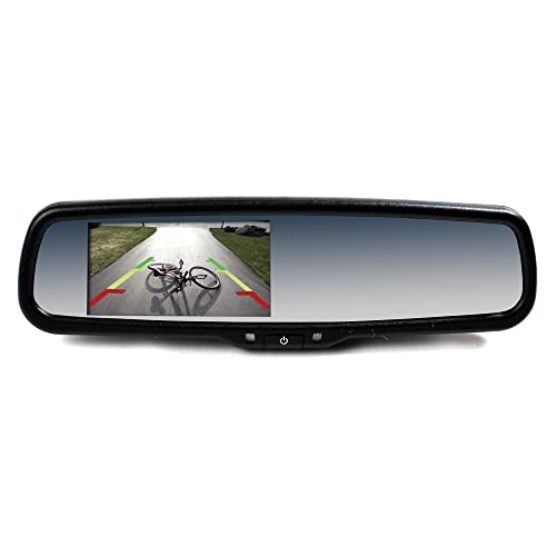Brandmotion Universal 4.3″ Display Mirror FLTW-7690 Rear View Mirror with Embedded LCD Screen | Backup Color View Turns On In Reverse | Compatible with All Backup Cameras