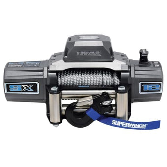 compare product Superwinch 1712200 SX12 12V DC Electric Waterproof Recovery Winch 12,000lb/5,443kg Single Line Pull with Roller Fairlead 3/8in x 85ft Steel Wire Rope Corded Handheld Remote No-Bind Clutch