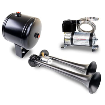 compare product Kleinn Air Horns HK2-1 Complete Dual Truck Air Horn Package - Black