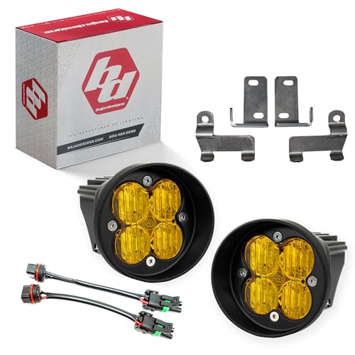 Baja Designs Squadron-R Sport LED Fog Light Kit for Toyota Tacoma 2012-24, Tundra 2014-24, 4Runner 2010-24, Set of 2 LED Lights (Wide Cornering Lens, Amber)