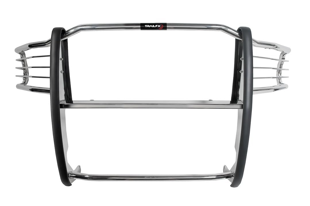 TrailFX Grille Guard for Silverado 2500 HD and 3500 HD 2020-2023 One Piece Polished Stainless Steel with Brush Guard Pre-Drilled Light Mounts TrailFX E0038S