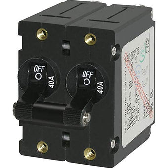 compare product Blue Sea Systems A-Series Black Toggle Double Pole 40A Circuit Breaker