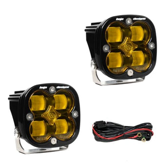 compare product Baja Designs Squadron SAE LED Auxiliary Light Pod - Universal Fit with Wiring Harness, 2 LEDs (Amber)