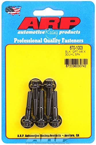compare product ARP M6 x 1.00 x 30 Black Oxide 12pt Bolts (5/pkg)