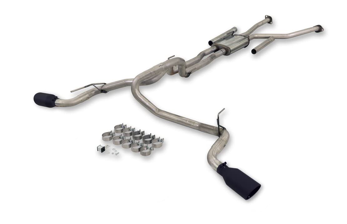 Flowmaster 718142 FlowFX Cat-Back Exhaust Kit 2.5 Inch Dual Side Exit 409 Stainless Steel 4.5 Inch Black Ceramic Stainless Tips Compatible with 2022-2023 Toyota Tundra 3.5L V6 2 & 4WD All Wheelbases