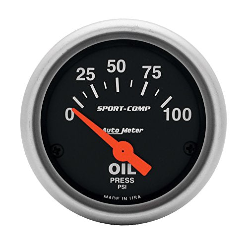 Auto Meter 3327 Sport-Comp Electric Oil Pressure Gauge , 2-1/16" (52.4mm)