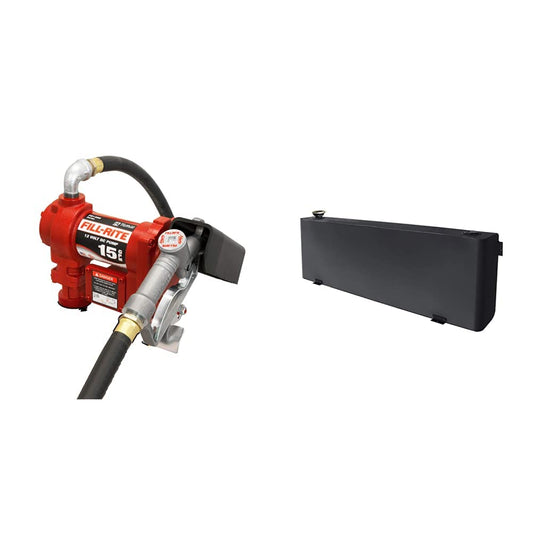Fill-Rite FR1210H 12V 15 GPM Fuel Transfer Pump w/Discharge Hose & Manual Nozzle and DEE ZEE DZ92556NSB Transfer Tank