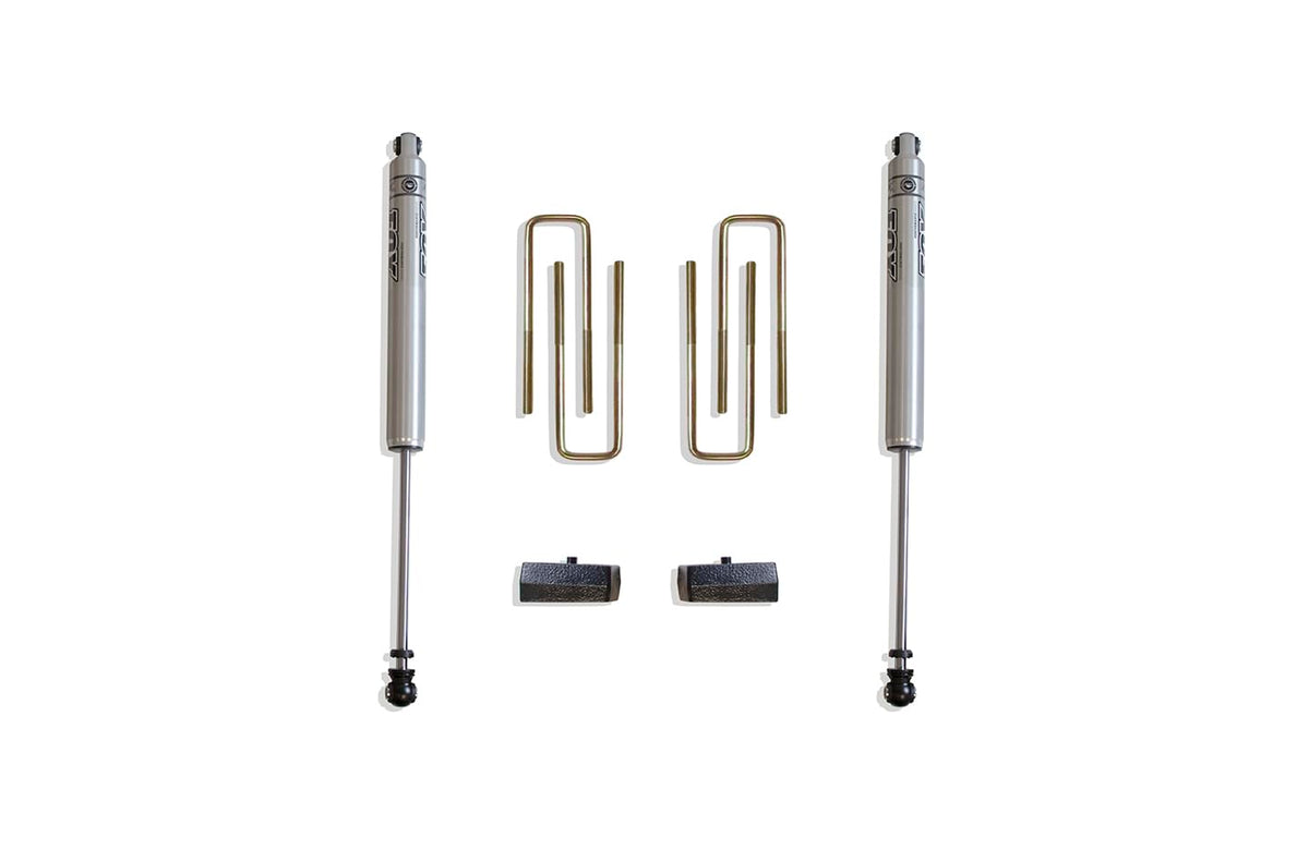 MaxTrac SUSPENSION'S Part# 905320F is A Rear Box KIT Including 2" Lift Blocks, U-Bolts & A Pair of Fox 2.0 Performance Series Rear Shocks