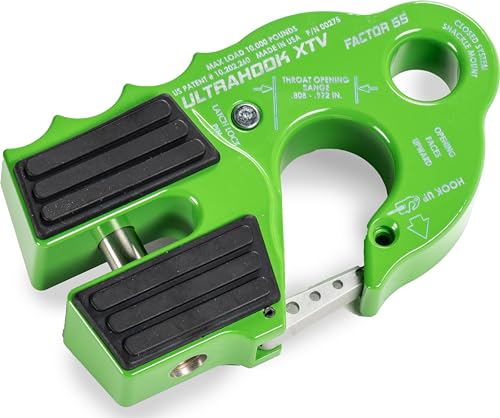 Factor 55 Ultrahook XTV Closed System Shackle Mount, Max Rated Load: 10,000 Pounds and Breaking Strength: 21,000 Pounds - Green