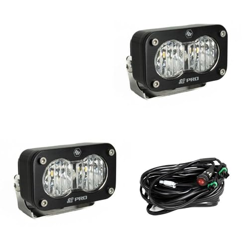 Baja Designs S2 Pro Black LED Auxiliary Light Pod Pair (Wide Cornering; Clear)