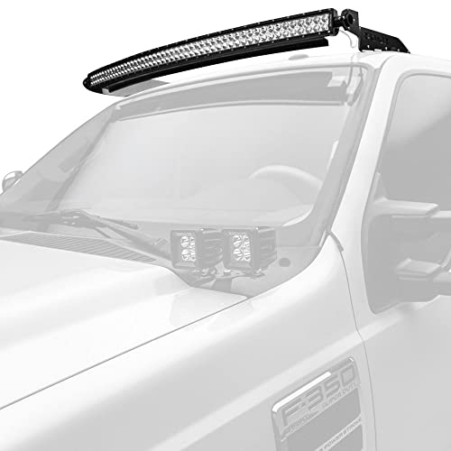 ZROADZ Front Roof Mounted LED Bar Kit - Compatible w/ 1999-2016 ALL Ford F-250, F-350, F-450, F-550 Complete Kit with Mounting Brackets, 52" Curved Zroadz Led bar & Wiring Harness- PN #Z335461-KIT-C