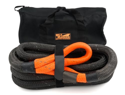 Mile Marker - 1" x 30 ft Kinetic Rope Kit, Black with Carry Bag