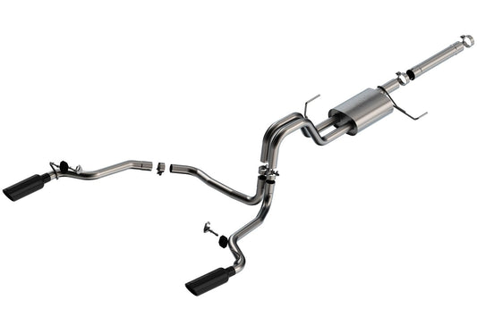 Borla 21-22 F-150 Powerboost 3.5L V6 2WD & 4WD 4DR 3in, 2.25in S-TYPE Catback w/Black Chrome Tips - 140903BC