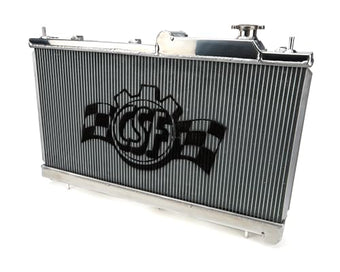 compare product CSF Radiator, 27.125 in W x 13.375 in H x 1.625 in D, Single Pass, Top Center Inlet, Driver Side Outlet, Aluminum, Polished