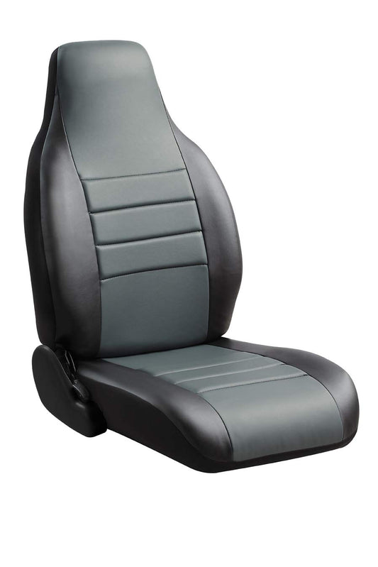 FIA SL69-32 Gray Custom Fit Front Seat Cover Bucket Seats - Leatherette (Black w/Gray Center Panel)