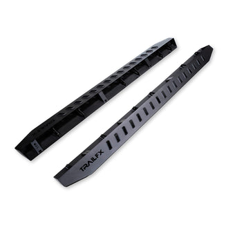 compare product TrailFX Overland Running Boards Fits 2005-2024 Nissan Frontier Crew Cab Powder Coated Matte Black Steel Tube Style Bolt-On Frame Mount Dual Step Areas Set of 2 TrailFX ORB010 Nerf Bars