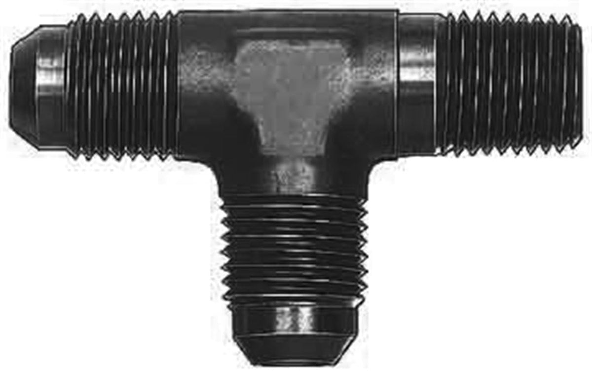 Aeroquip FBM5714 Male Run Tee -03AN Dash x 1/8 in. Pipe x -03AN Dash Aluminum Black Anodized Bulk Packaged Male Run Tee