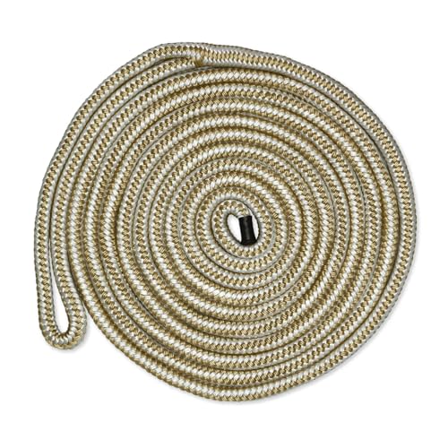 CMP Cordage CDL5825WG, Dock Line, 5/8" Diameter - 25' Length, Double Braid, White Gold