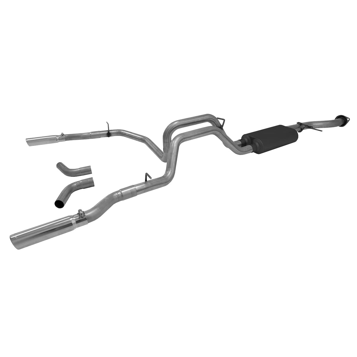 Flowmaster 817435 American Thunder Cat-Back Exhaust Kit Dual 2.5 Inch Stainless Steel 3 Inch Stainless Tips Compatible with 1999-2007 Classic Chevy Silverado GMC Sierra 1500 4.8 5.3L Std Cab Short Bed
