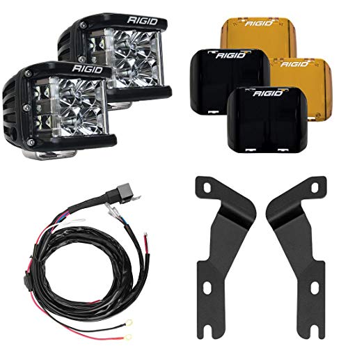 Rigid Industries A-Pillar LED Light Kit, Fits the 2016-2023 Toyota Tacoma (Includes OEM A-Pillar Mounting Brackets, D-SS PRO Flood Lights, Black & Yellow Light Covers, and Wiring Harness)