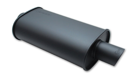 Vibrant Performance Vibrant Muffler, Streetpower Flat Black, 2-1/4 in Center Inlet, 3 in Center Outlet, 5 x 9 in Oval Body, 20 in Long, Stainless, Black Powder Coat, Universal, Each