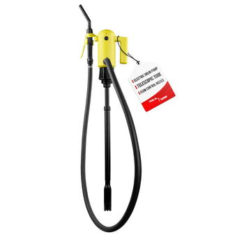 compare product TERA PUMP Telescopic Electric Gasoline Transfer Pump, 15-55 Gal Drum Barrel