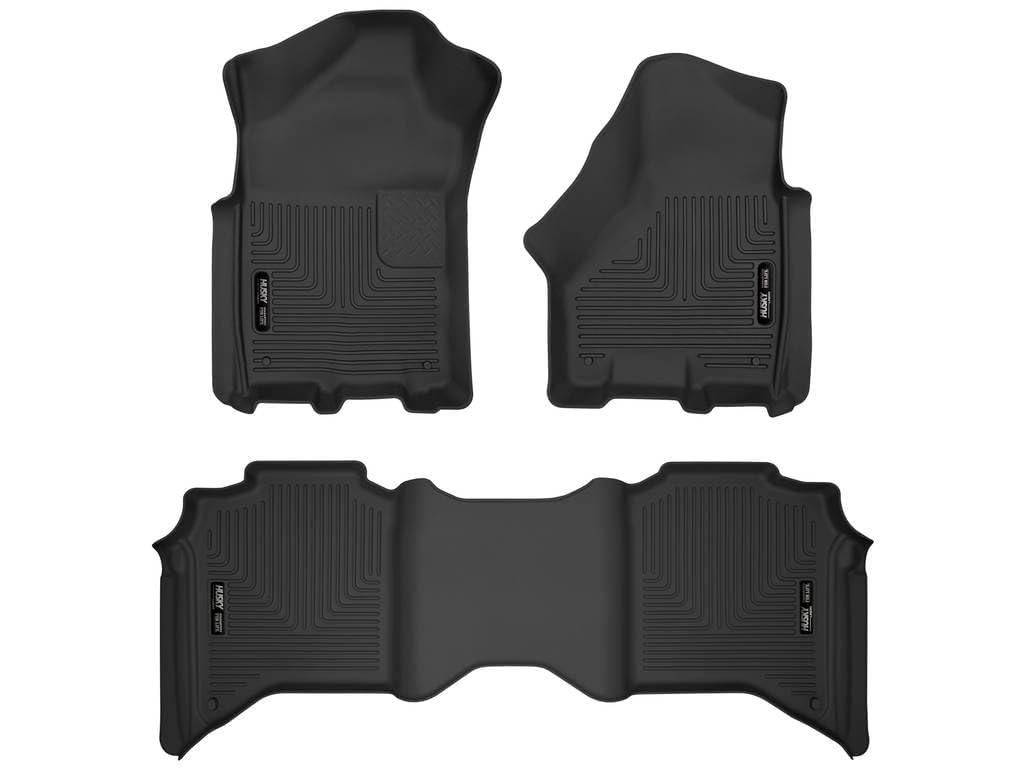 Husky Liners X-act Contour Floor Mats | Fits 2019-2026 Dodge Ram 2500/3500 Crew CAB ONLY | Front & 2nd Row, 3-pc Black - 53638