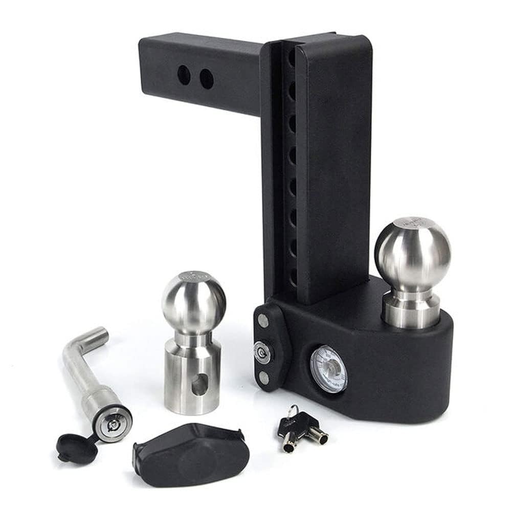 Weigh Safe Steel Drop Hitch - Adjustable Trailer Hitch with Ball Mount - Designed for 2.5" Receivers - Includes 2 Tow Balls - 8" Drop Hitch, 22,000 lbs GTW, 2-Piece Lock Set