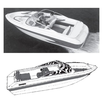 compare product Carver CRV77122S-11 22 ft. Vhull Runabout I-O Boat Cover with Windhsield & Bow Rails - Slate Gray