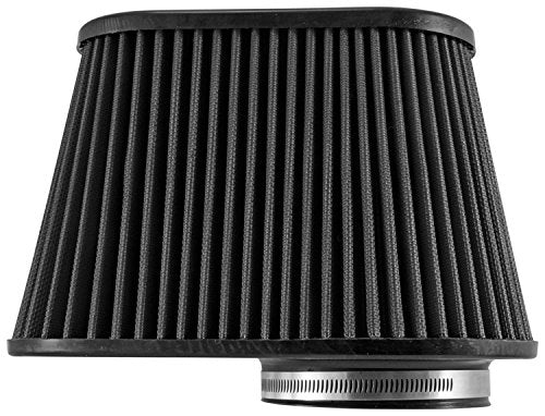Airaid 722-128 Universal Clamp-On Air Filter: Oval Tapered; 4.5 Inch (114 mm) Flange ID; 7.25 Inch (184 mm) Height; 11.5 Inch x 7 Inch (292 mm x 178 mm) Base; 9 Inch x 4.5 Inch (229 mm x114 mm) Top