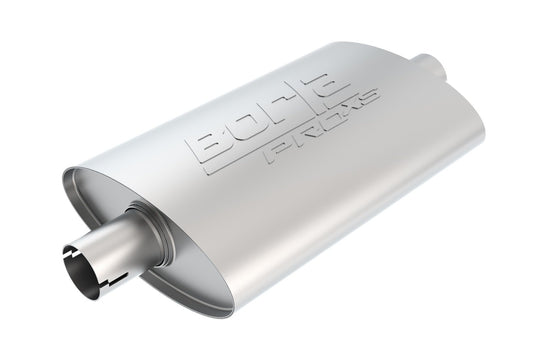 BORLA 400494 ProXS ProXS Muffler 2" Center Inlet/ 2" Center Outlet, 4" x 9.5" Oval, 14" Long Body, 19" Overall Length. Universal Part. Reversible Design. Notched Necks.