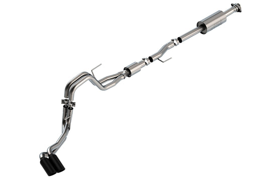 BORLA 140874BC Cat-Back Perf. Exh. Sys. for 2021-2023 F-150 V8 (Exc. Tremor & Black Appear. Pkg.) S-Type Sound Dual Right Side Exit Dual 4" Round Black Chrome Tip On Each Tailpipe