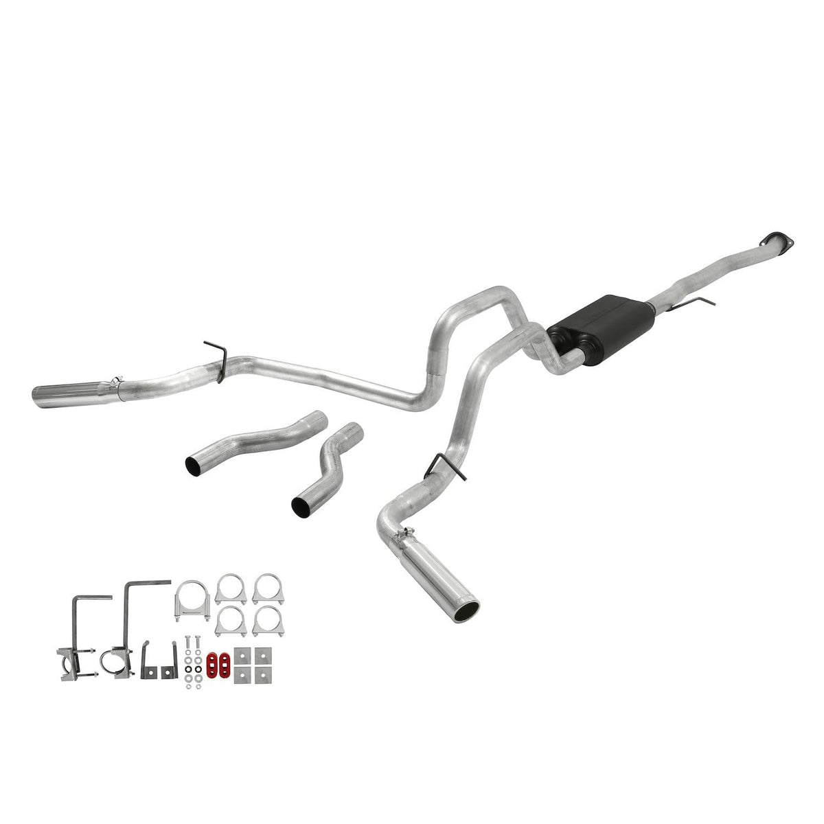 Flowmaster 17436 American Thunder Cat-Back Exhaust Kit Dual 2.5 Inch Aluminized 3 Inch Stainless Tips Compatible with 1999-2007 Classic Chevy Silverado GMC Sierra 1500 4.8 5.3L Crew Cab Short Bed