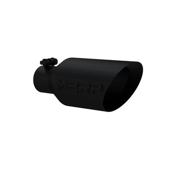 compare product MBRP Universal Dual Wall Angle Rolled End Tip 4-1/2in OD / 2-1/2in Inlet / 11in Length - Black