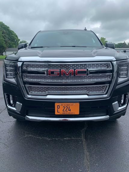 CCI Grille Insert GI179BLKC, Overlay, 2 Piece Set, Mesh Style, OEM Shape, Gloss Black, Plastic, With Logo Cutout, With Vents/Camera Opening, Fits 2021-2024 GMC Yukon/Yukon XL SLT, SLE and AT4 Models