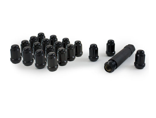Small Diameter Spline Acorn Lug Nuts - 3/4" & 13/16" Dual Hex Key - 12mm x 1.25 Thread Size - Black Finish - Set of 20 (K5CS-12125BGR)