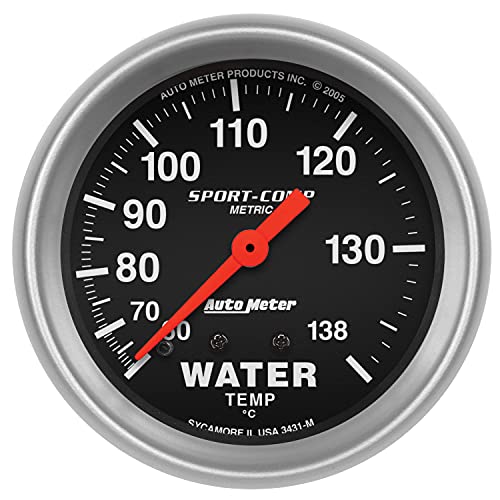 Auto Meter 3431-M Sport-Comp Mechanical Metric Water Temperature Gauge,2.625 in.