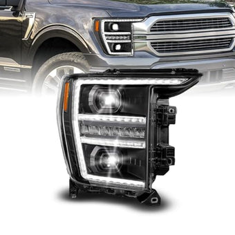 compare product ANZO 111594-R - Passenger Side Black Light Tube Projector LED Headlight With DRL And Sequential Turn Signal