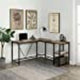 Morden Large L-Shapped Desk Home Office Computer Desk with 2-Tier Storage Shelves (Brown)