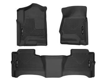 compare product Husky Liners Weatherbeater Floor Mats | Fits 2014 - 2018 Chevrolet Silverado & GMC Sierra 1500 Crew Cab; 15-19 Silverado/Sierra 2500/3500 Crew Cab (Footwell Cvg) | Front & 2nd Row, 3-pc Black - 98231