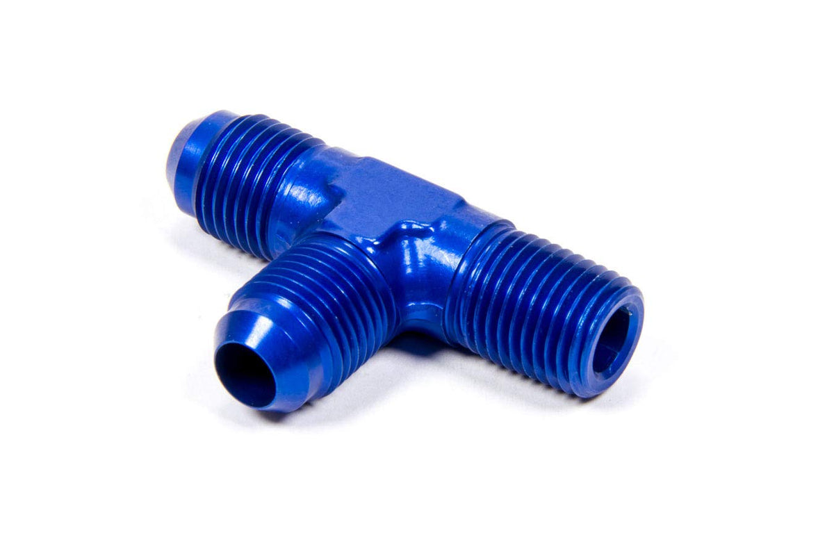 Aeroquip FCM2125 Male Run Tee Adapter (AN 826), Blue Anodized Aluminum, -06 To 1/4" Pipe Thread On Run, -06 On Branch