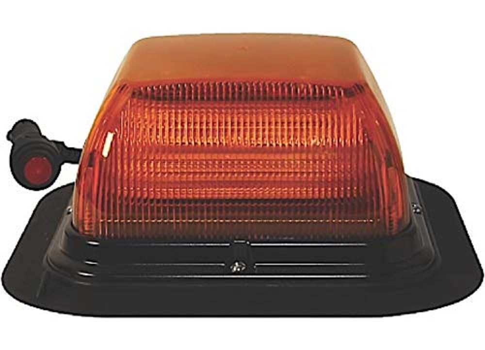 ECCO LED Beacon: Square Medium Profile 12-24VDC 24 Flash Patterns VAC-MAG Mount Amber Title 13