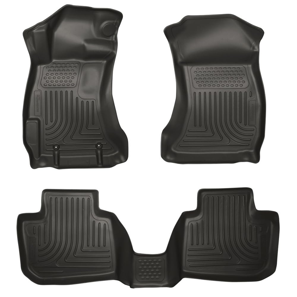 Husky Liners Weatherbeater Floor Mats | Fits 2014-2018 Subaru Forester | Front & 2nd Row, 3-pc Black - 99881