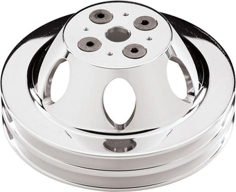 compare product Billet Specialties 82220 Polished 2 Groove Water Pump Upper Pulley for Big Block Chevy